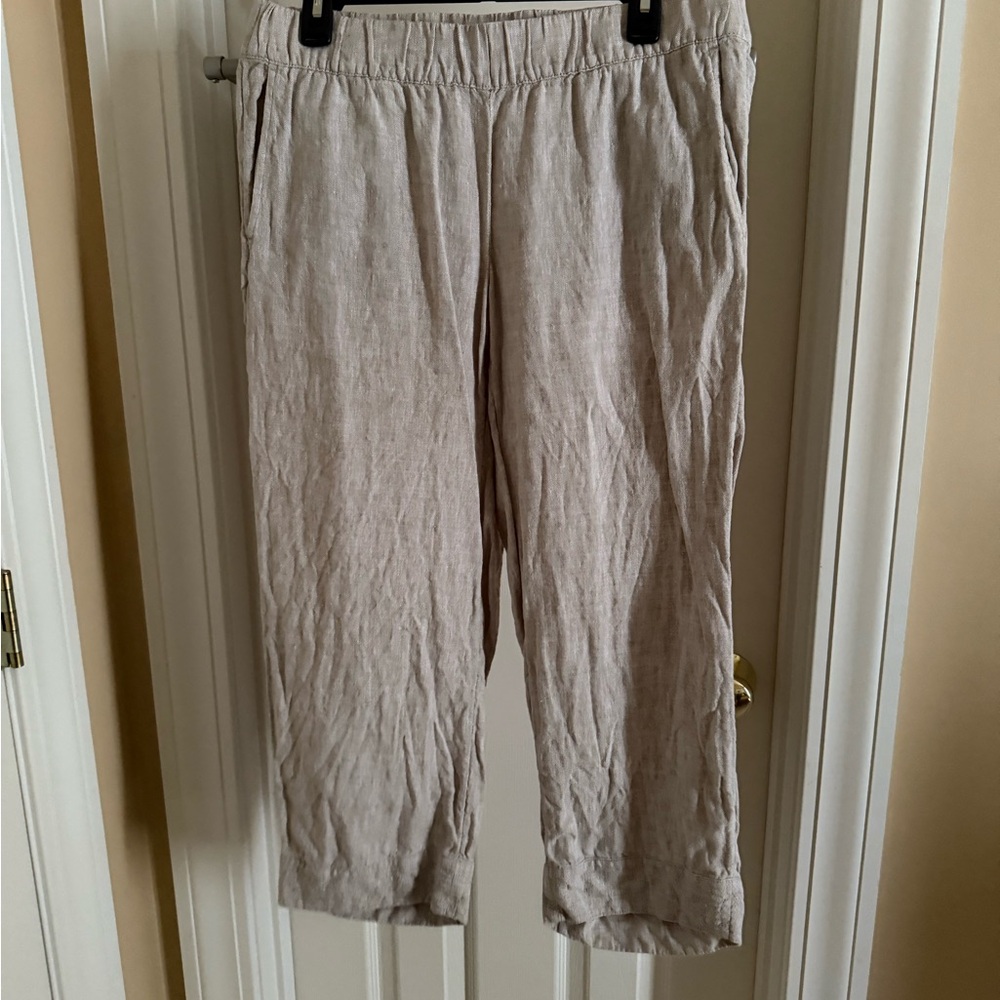 J. Jill Women’s Sand Linen Pants Size Small Pull On EUC